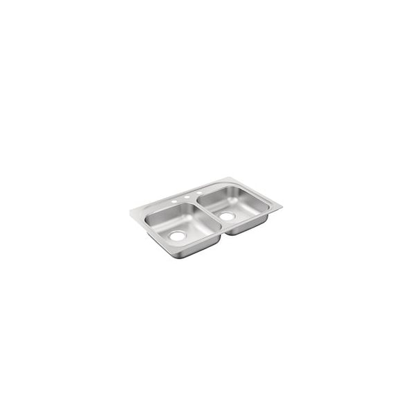 33"X22" Stainless Steel 20 Gauge Double Bowl Drop In Sink